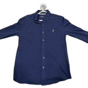 Ralph Lauren Men's Knit Oxford Navy Button-Down Shirt